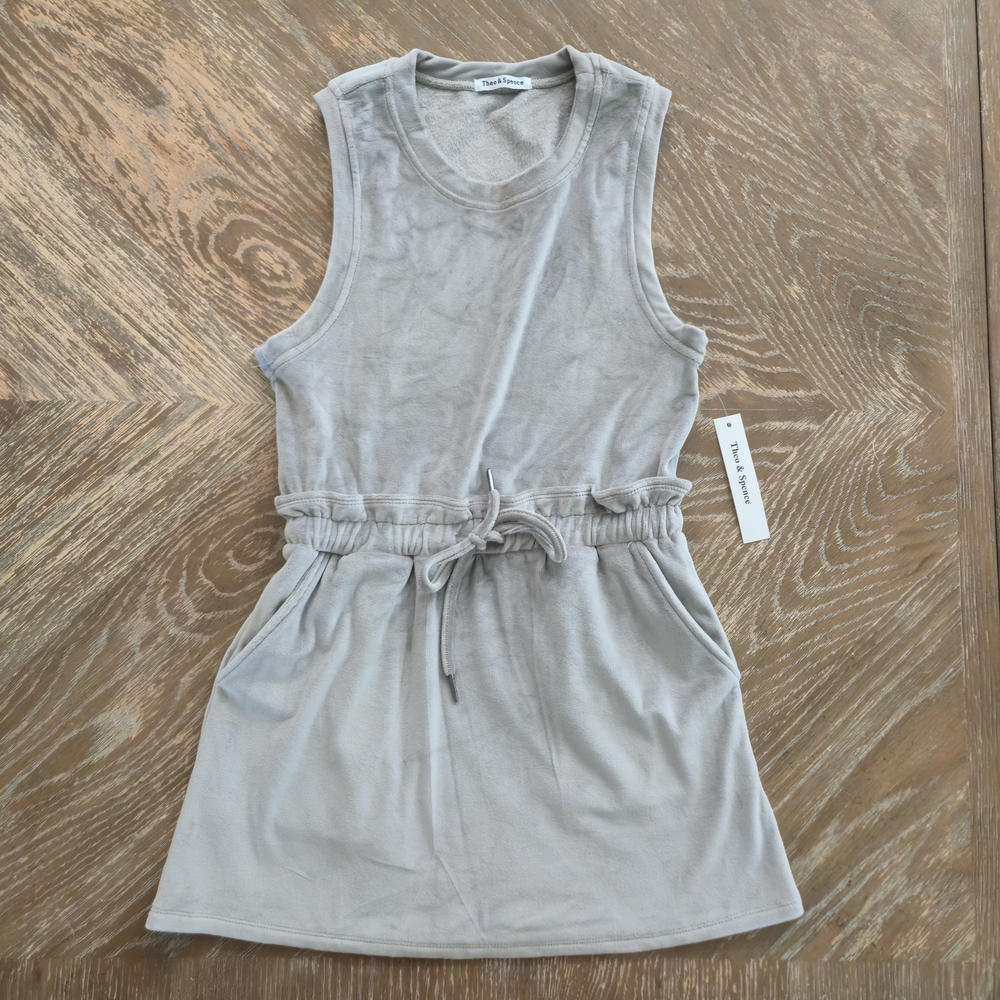 Tna Tie-Waist Sleeveless Mini Dress in Light Gray
